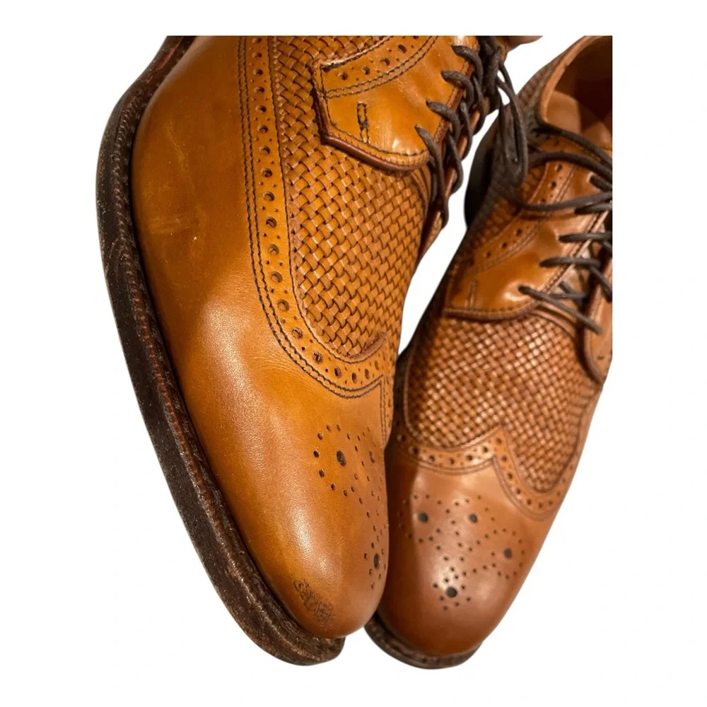 Allen Edmonds Tan Leather Brogue Oxfords 12 D‎